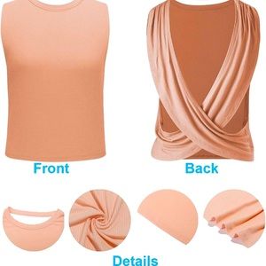 Women’s workout top open back. Flawless top tank sleeveless and backless shirt.
